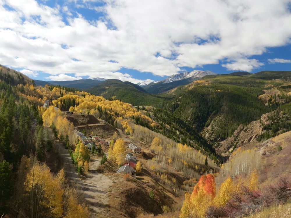 This is an abandoned mine we passed surrounded by the colorful trees.