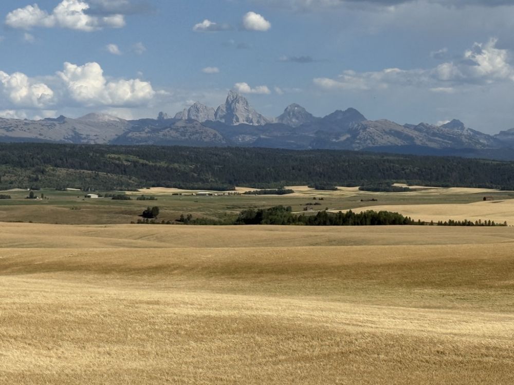 The Tetons from about 25 miles away, hard to believe we live in their shadow while we're there.