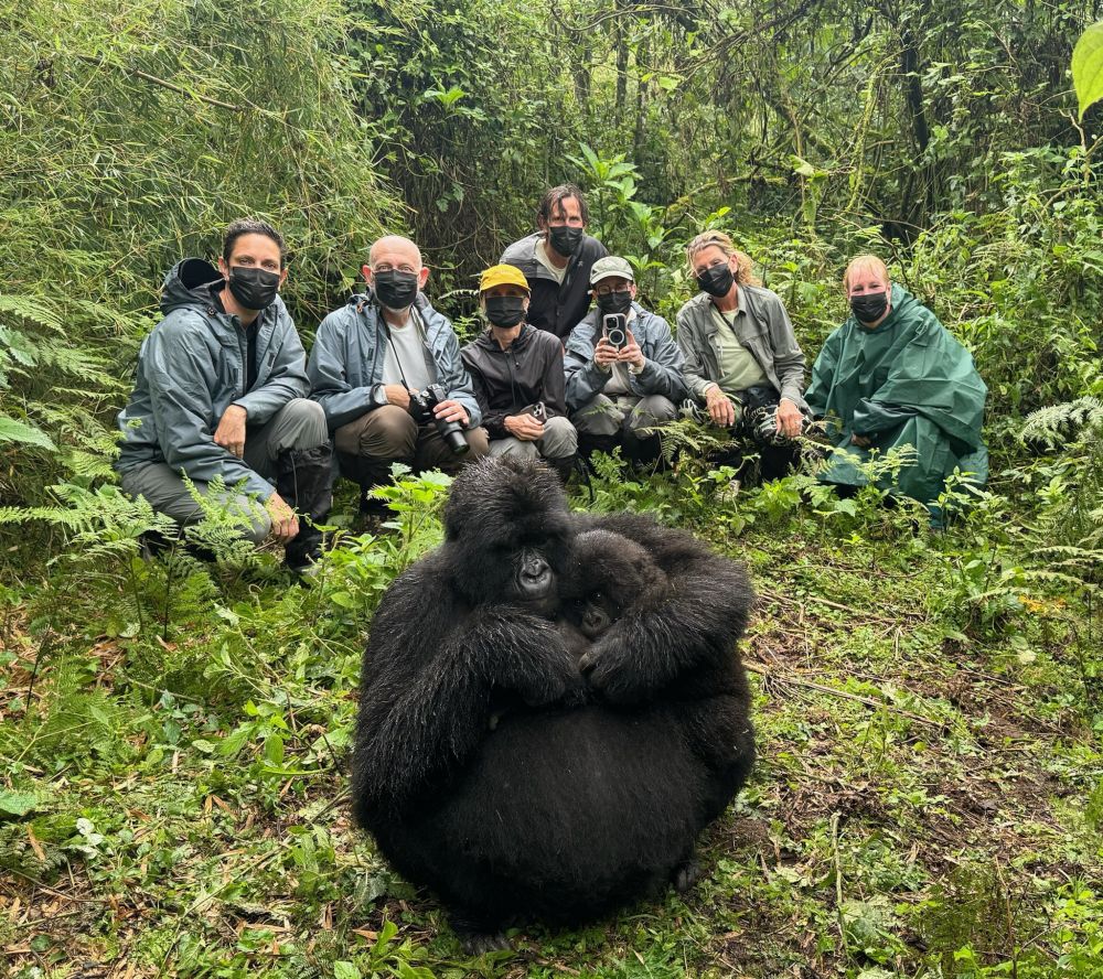 Here we are with our friends sharing a moment with a mother gorilla and baby.