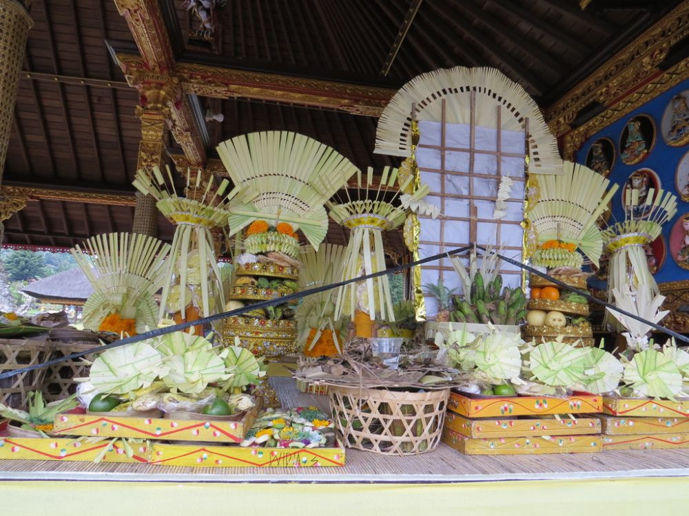 In front of every house and at every temple and every village, there were offerings to ancestors and gods