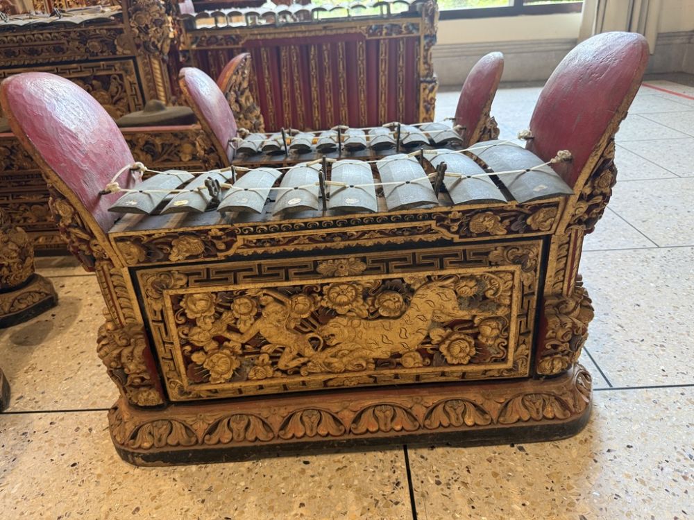 One of Agung's special joys is his collection of antique bamboo musical instruments like this one