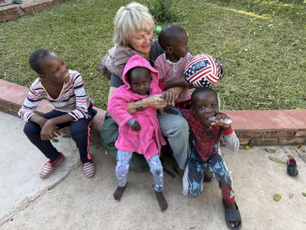 The kids are so adorable, but I think we both got a stomach virus from hanging out with them.,