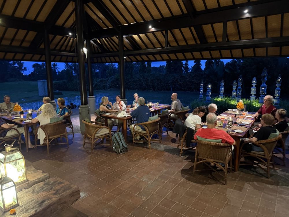 We enjoyed a beautiful meal, surrounded by gardens, water, features, and flowers