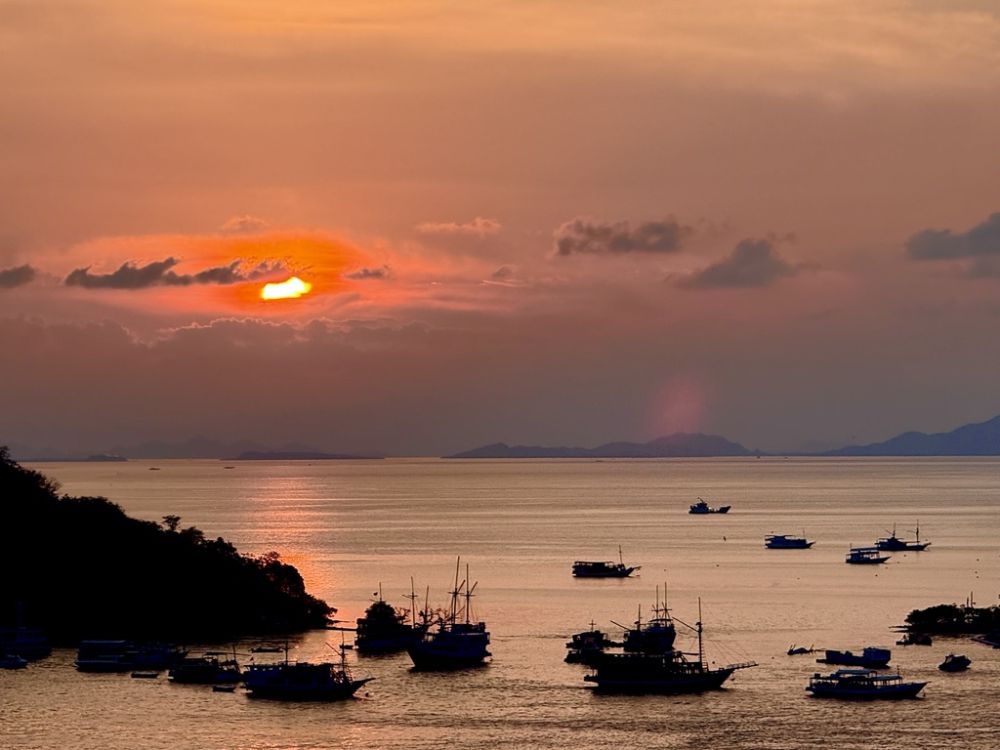 It was a beautiful sunset over the Indonesian islands, and we were anticipating our next adventure