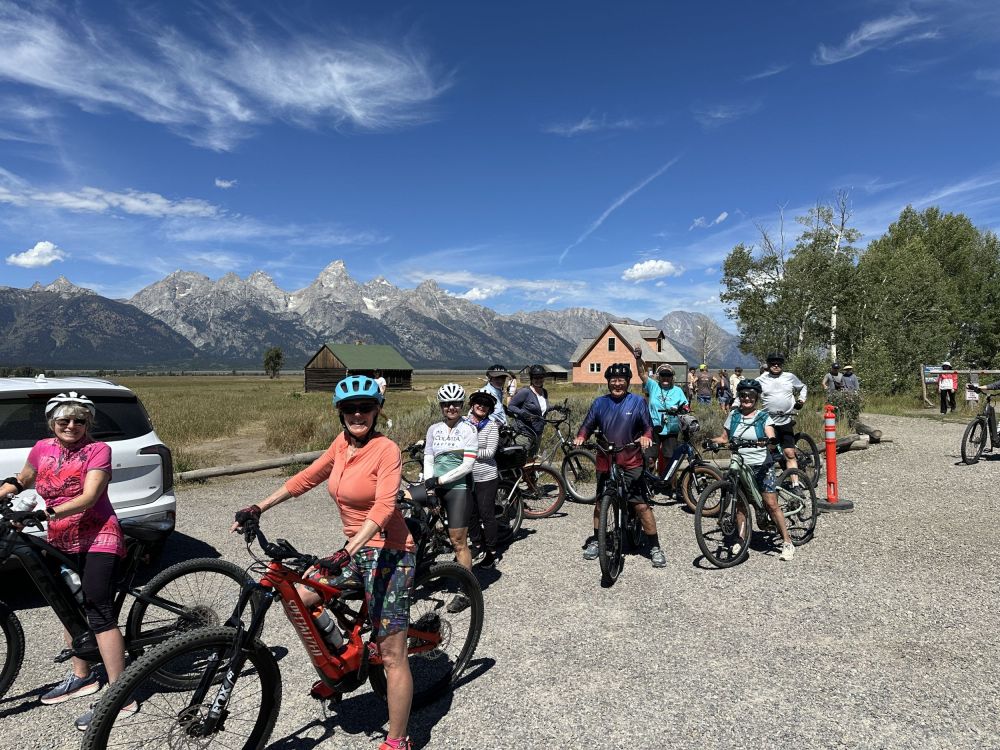 in Idaho, we love biking around the Tetons with Steve and Yancy Sietz and friends.
