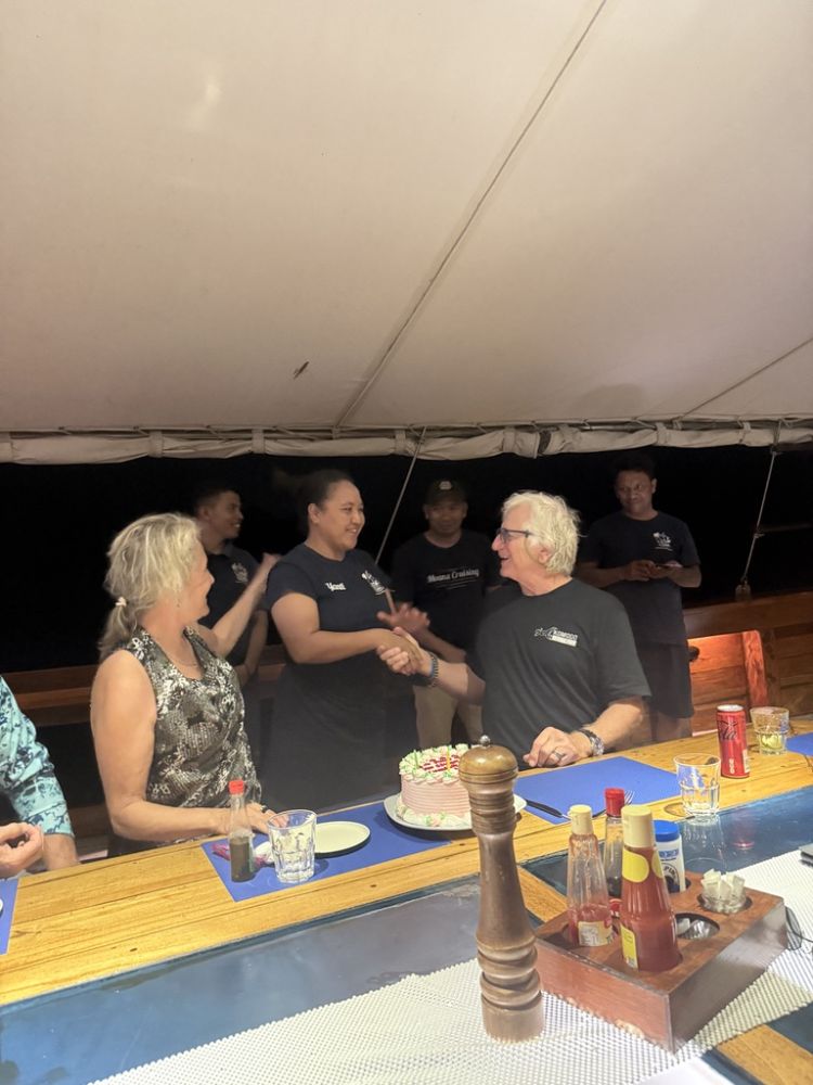 The boat crew was magnificent and they even cooked an anniversary cake for Jim and I