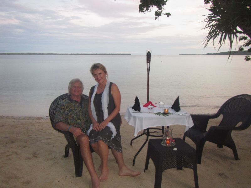 We had a lovely dinner overlooking the coral sea for Jim's birthday