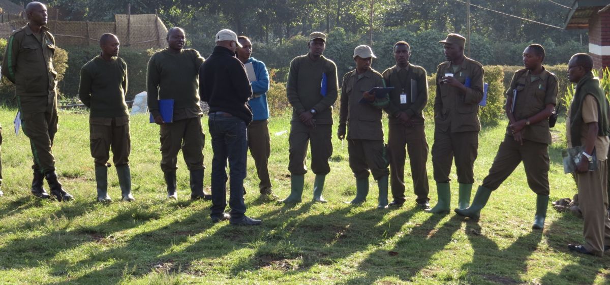 Each morning the gorilla guides meet to  match each  trekking group with the right gorilla family.