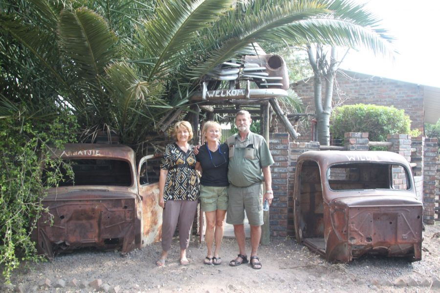  Our friends,Willie And his wife Annatje In front of their unique home in Gabrone, Botswana